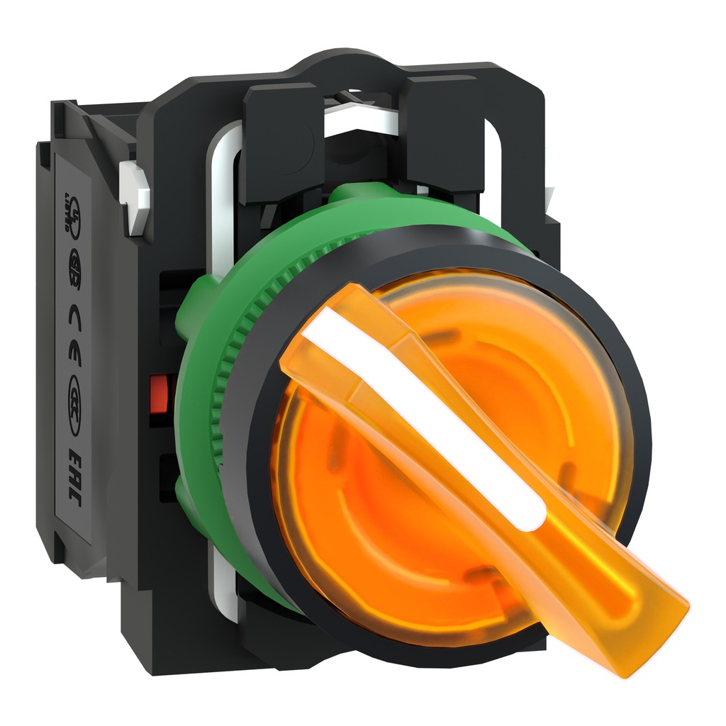[XB5AK125M5] Selector Luminoso Naranja Ambar 2 Posiciones Fijas Modular Cuerpo Plastico Alimentacion 230V Ac - 240V Ac 1Na + 1Nc 22Mm Ip69 Ik04 Harmony Xb5 Schneider