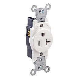 [5891-W] Tomacorriente Sencilla Estandar 5-20R 20A 125V 3H Hoja Rectablanca  Leviton