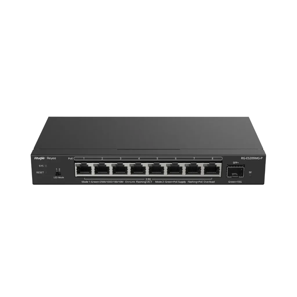 [RG-ES209MG-P] Switch 8 Puertos Rj45 2.5Gb Poe+ 130W + 1 Puerto Sfp+ 10Gb Ruijie