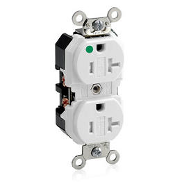 [8300-SGW] Toma Doble 20A 125V 2P 3H Grado Hospitalario Uso Extra Pesado Tamper Resistant Nema 5-20R Blanco Leviton