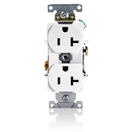 [5362-SW] Tomacorriente Doble Grado Industrial De Alta Resistencia. Superficie Lisa. 20 Amperios. 125 Voltios. Cableado Trasero Y Lateral Nema 5-20R 2 Polos 3 Hilos Con Conexion A Tierra Automatica Blanco Leviton