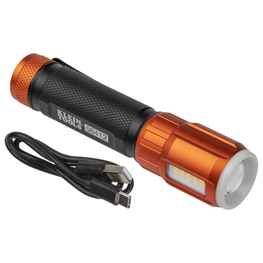 [56412] Linterna Led Recargable Con Luz De Trabajo 500 Lumenes Cinco Modos De Iluminacion Base Magnetica Clip Para Cinturon Resistencia Al Agua/Polvo Klein Tool