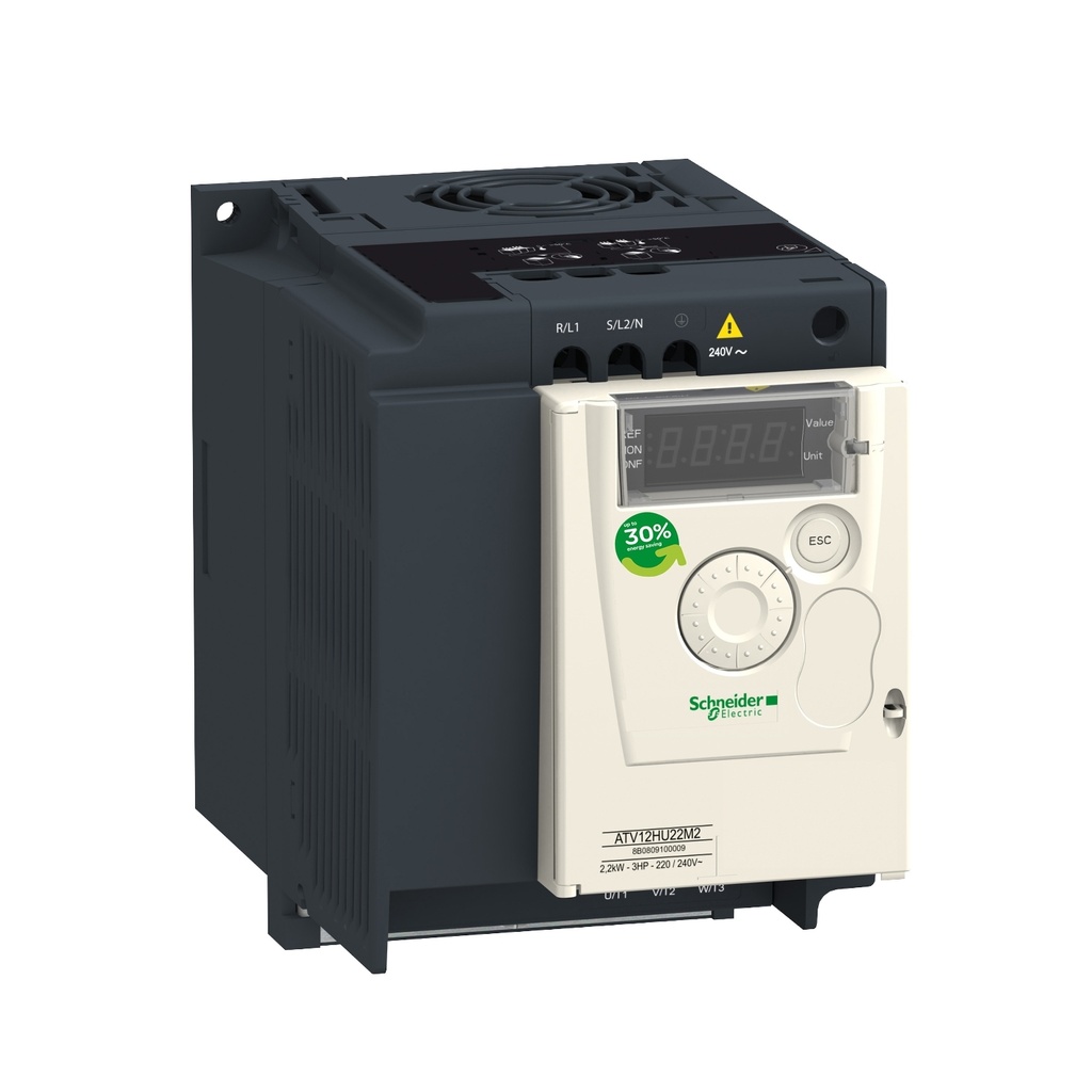 [ATV12H075F1] Variador De Velocidad Atv320 Compacto 0.75Kw 1Hp 4.2A 100-120Vac Modbus Integrado Pantalla Basica Aplicacion Maquinas Simples Schneider