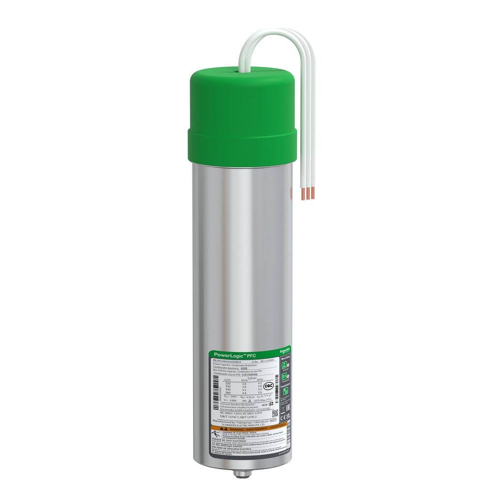 [BLRCH042A050B24] Condensador Trifasico 3.8Kvar A 208V / 4.2Kvar A 220V / 5Kvar A 240V 12A Varplus Can Schneider