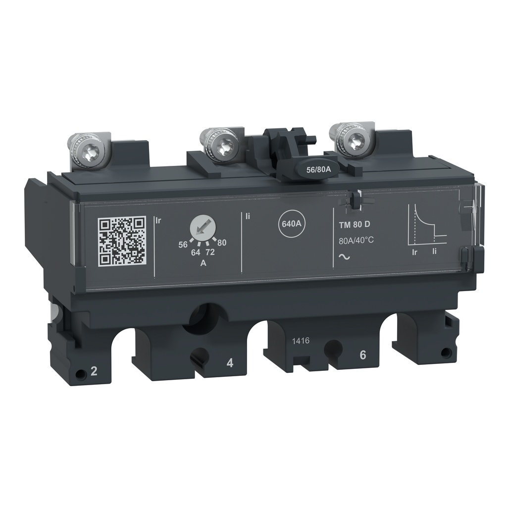 Unidad De Control Termico-Magnetico Compact Nsx100 Ac 80A Fijo Tmd 3 Polos Ip40 690Vac-750Vdc Schneider C103Tm080