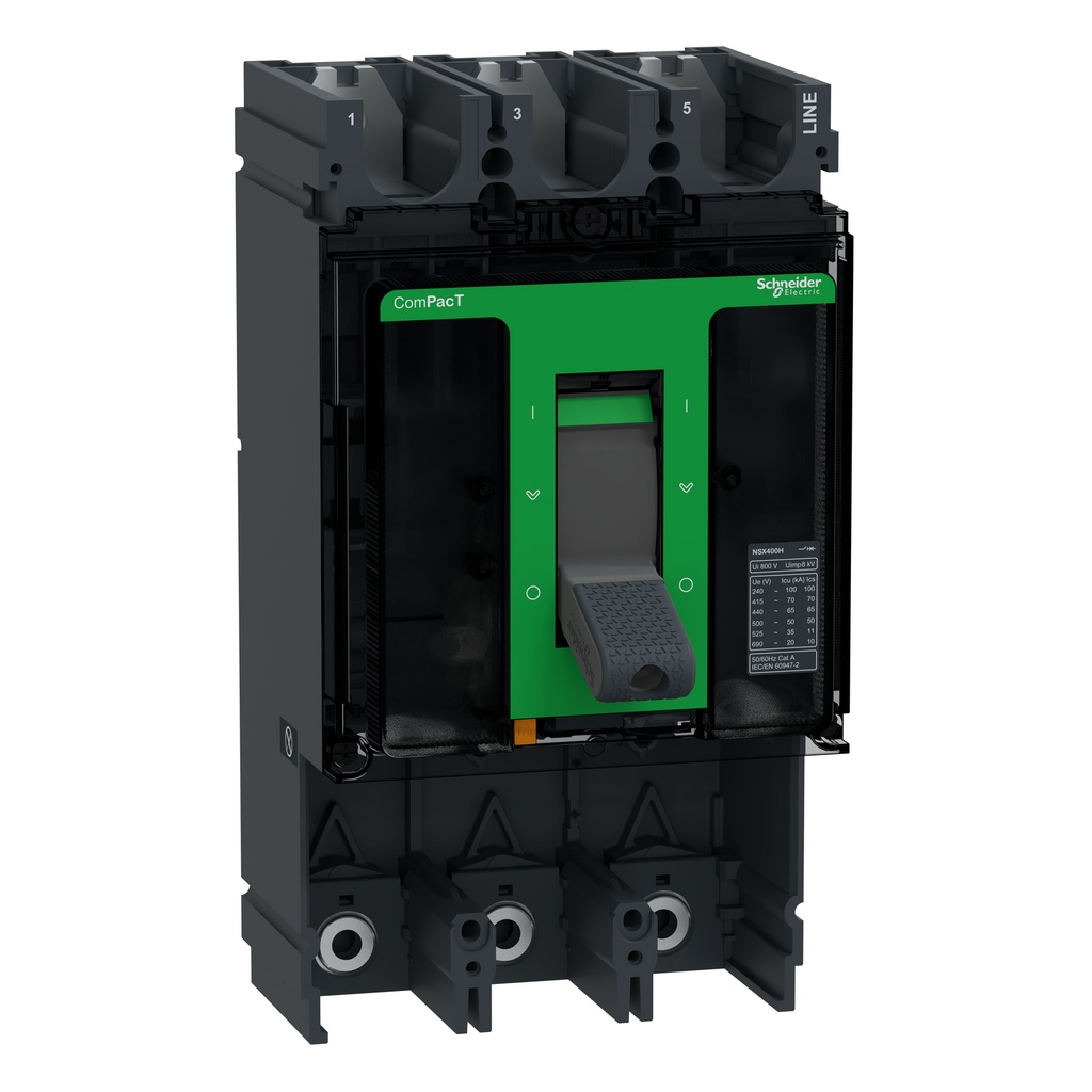 [C40H3] C40H3 Interruptor Fijo 400A Nsx400H 65Ka A 415Vac / 85Ka A 240Vac 690Vac Sin Unidad De Disparo Schneider