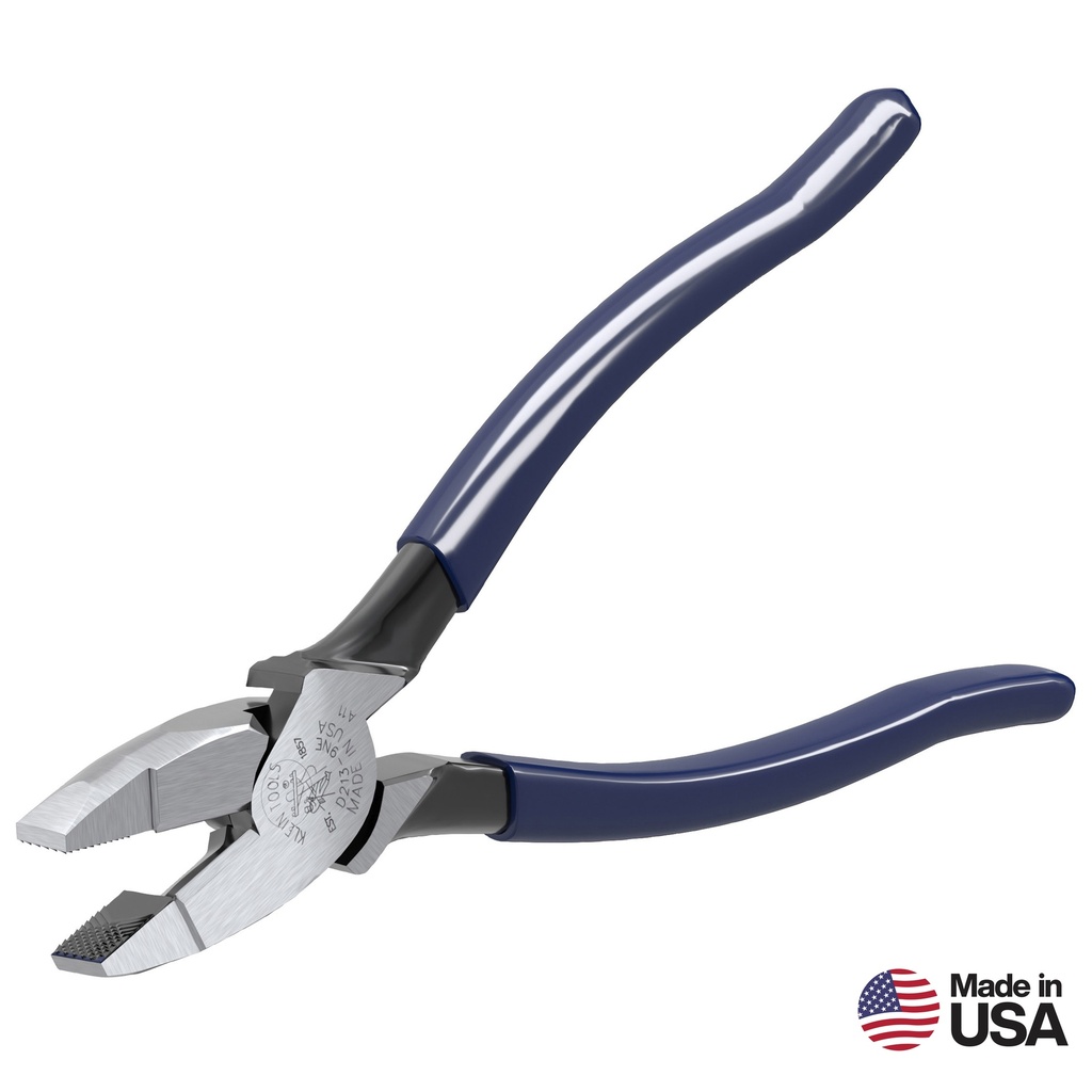 [D213-9NE] Alicate De Liniero-Electricista 9 Pulgadas Corte Lateral Y Alto Apalancamiento Punta New England Mango Recubrimiento Plastico Klein Tool