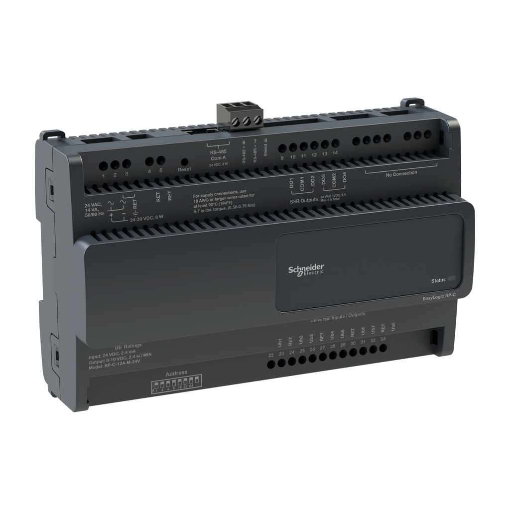 Controlador De Campo Programable Alimentacion 24Vac 8W 8 Entradas / Salidas Universales Puerto Comunicacion Bacnet Ms/Tp Y Soporte Para Puertos Rs485 Easy Logic Rp-C Schneider