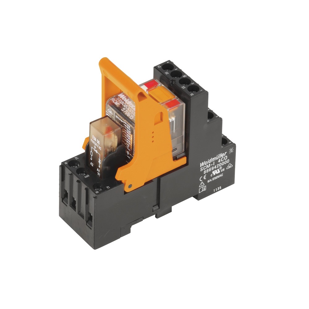 [RCMKIT-I 115VAC 4CO LD] Relevo 115Vac 4 Contactos 14 Pines 6A C/Base P/Riel C/Led Weidmuller _8921050000