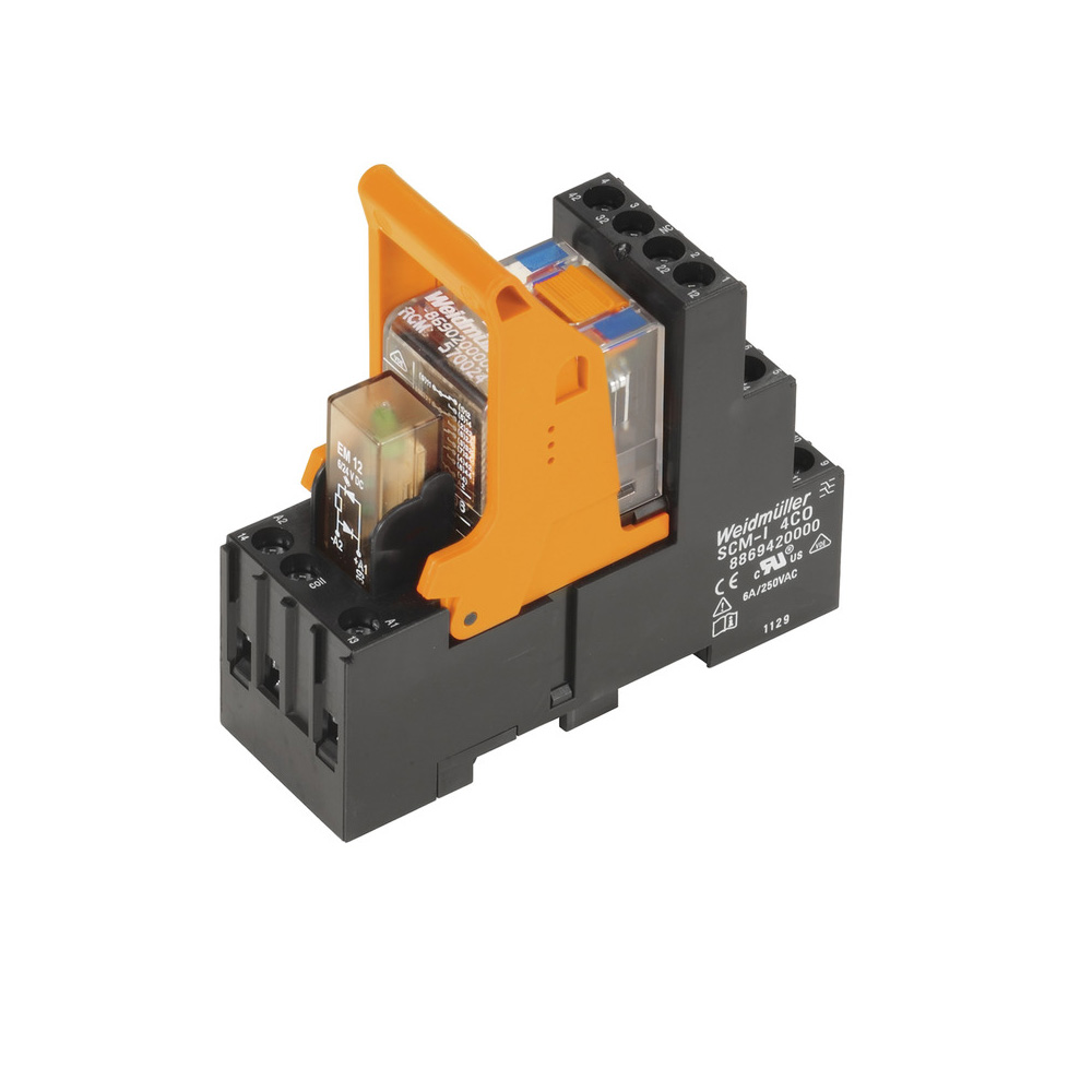 Relevo 24Vdc 4 Contactos 14 Pines 6A C/Base P/Riel C/Led Weidmuller _8921030000