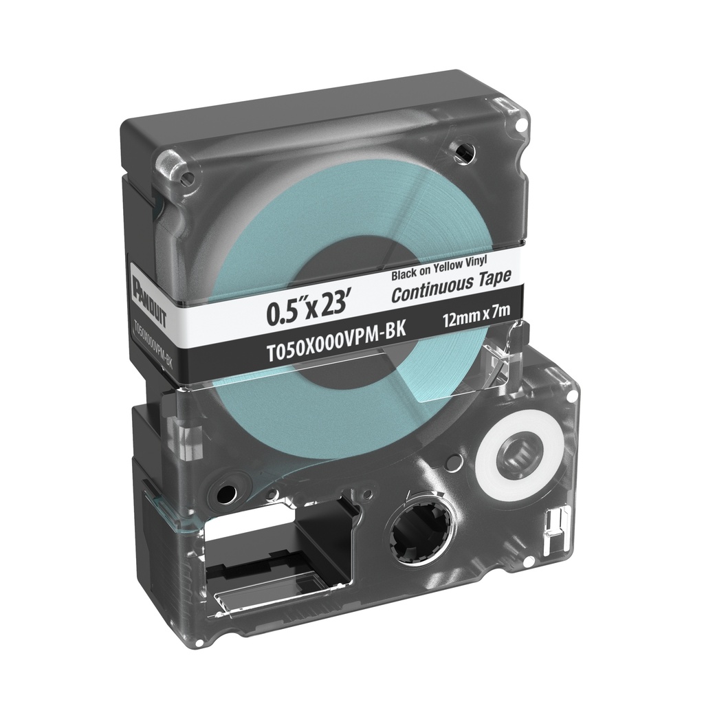 [T050X000VPM-BK] Cartucho Panduit P/Mp300 Mp100 12Mmx 7Mts Letra Negra Sobre Blanco