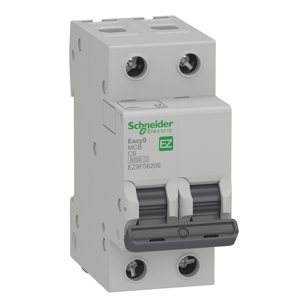 [EZ9F56206] Taco Riel 2X6A Easy Schneider 10Ka A 127/230 6Ka 230/400V Curva Disparo Clase C