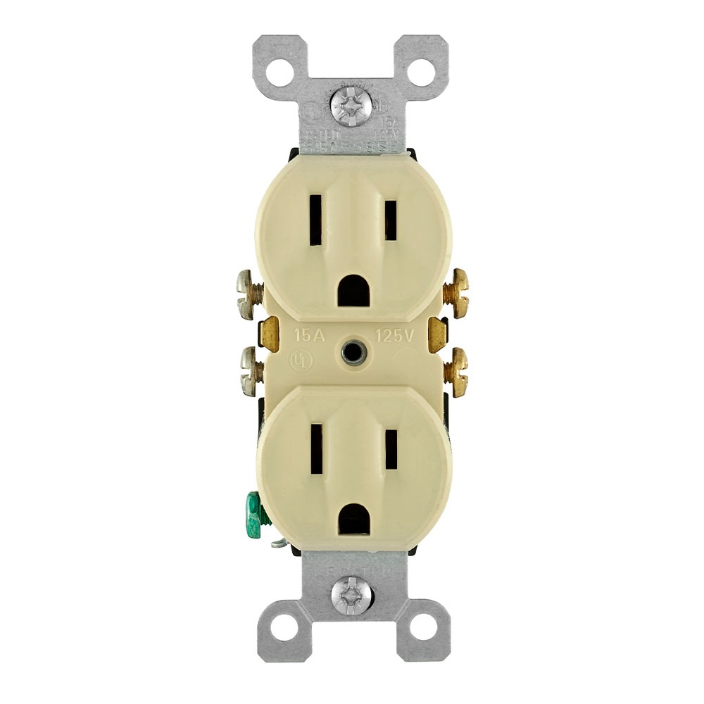 [5320-ICI] Toma 15A 125V 1F+N+T Doble Polo Tierra Leviton Beige Sin Tapa