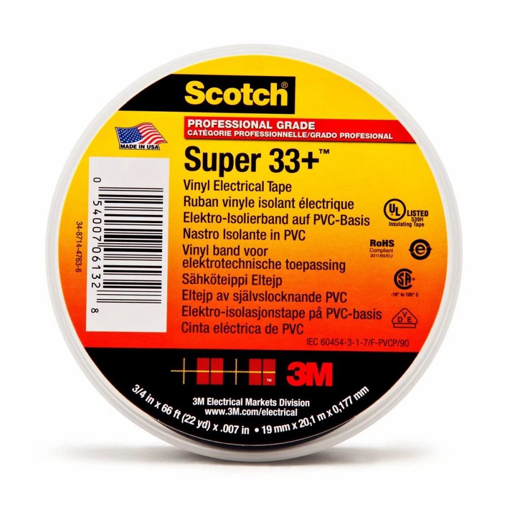 [SUPER-33] Cinta Aislante 3M Negra 19Mmx20Mts Profesional