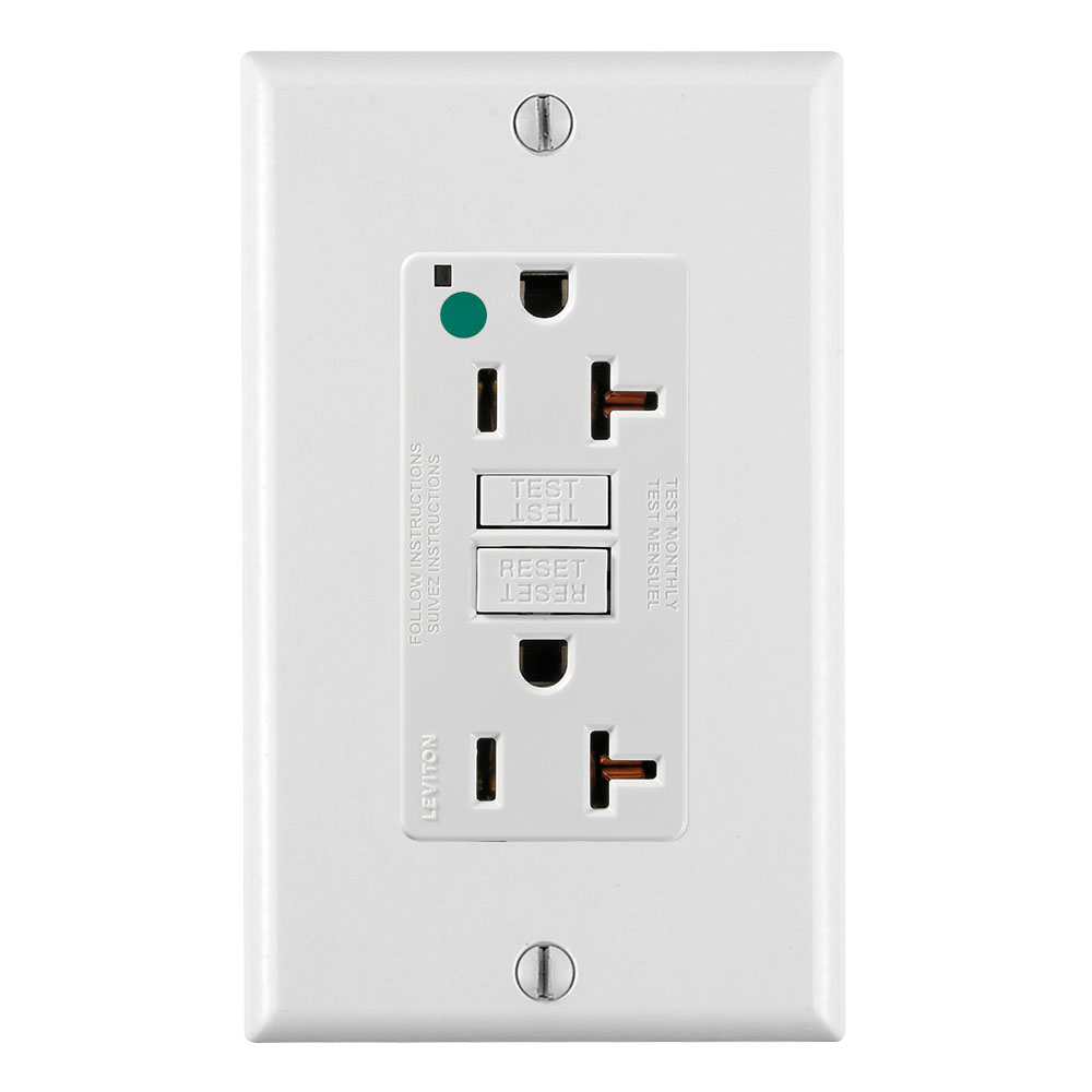 Toma 20A 125V Gfci Doble Blanco Leviton Decora Grado Hospitalario