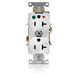 [8300-IGW] Toma 20A 125V 1F+N+T Doble Polo Tierra Aislado Grado Hospitalario Leviton Blanca