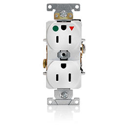 [8200-IGW] Toma 15A 125V 1F+N+T Doble Polo Tierra Aislado Hospitalario Leviton Blanca