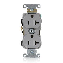 [CR20-GY] Toma 20A 125V 1F+N+T Doble Polo Tierra Leviton Grado Comercial Gris Nema 520R