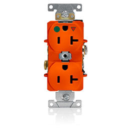 [8300-OIG] Toma 20A 125V 1F+N+T Doble Polo Tierra Aislado Grado Hospitalario Leviton Naranja