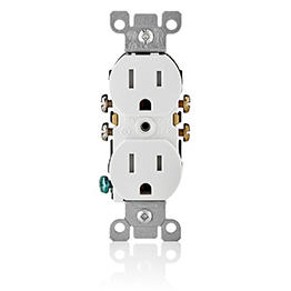 Toma 15A 125V Doble Polo Tierra Tamper Resistant Blanca Leviton Sin Tapa
