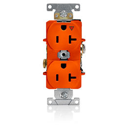 Toma 20A 125V 1F+N+T Doble Con Polo Tierra Aislado Naranja Leviton