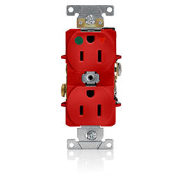 [8200-IGR] Toma 15A 125V 1F+N+T Doble Polo Tierra Aislado Hospitalario Leviton Roja
