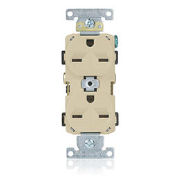 Toma 15A 250V 2F+T Doble Mirada China Leviton Grado Comercial 615R Marfil