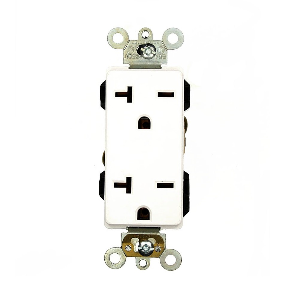 Toma 20A 250V Pata Trabada Decora 620R Leviton Grado Comercial Blanco