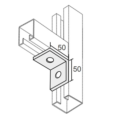 [PLD2AG] Platina P/Riel Unistrud Angulo Con 2 Orificios Galvanizado Caliente Mecano
