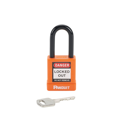 Candado Cuerpo Plastico Y Grillete 38Mm Totalmente Aislado Panduit Naranja