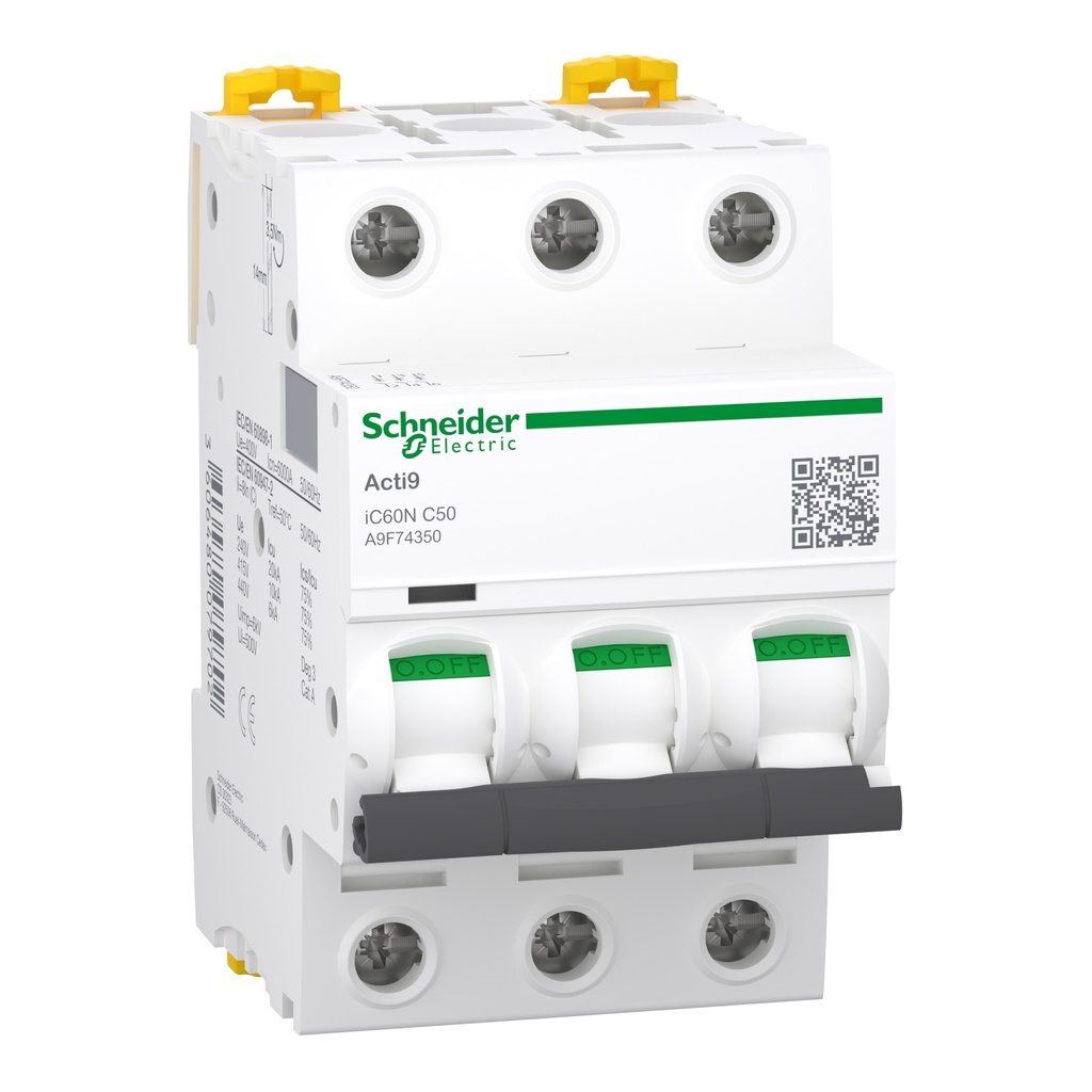 [A9F74350] Taco Riel 3X50A Schneider 20Ka A 220V Curva Disparo Clase C Af74350