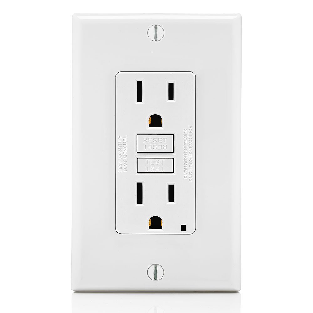 Toma 15A 125V Gfci Doble Blanco Leviton Decora Con Tapa