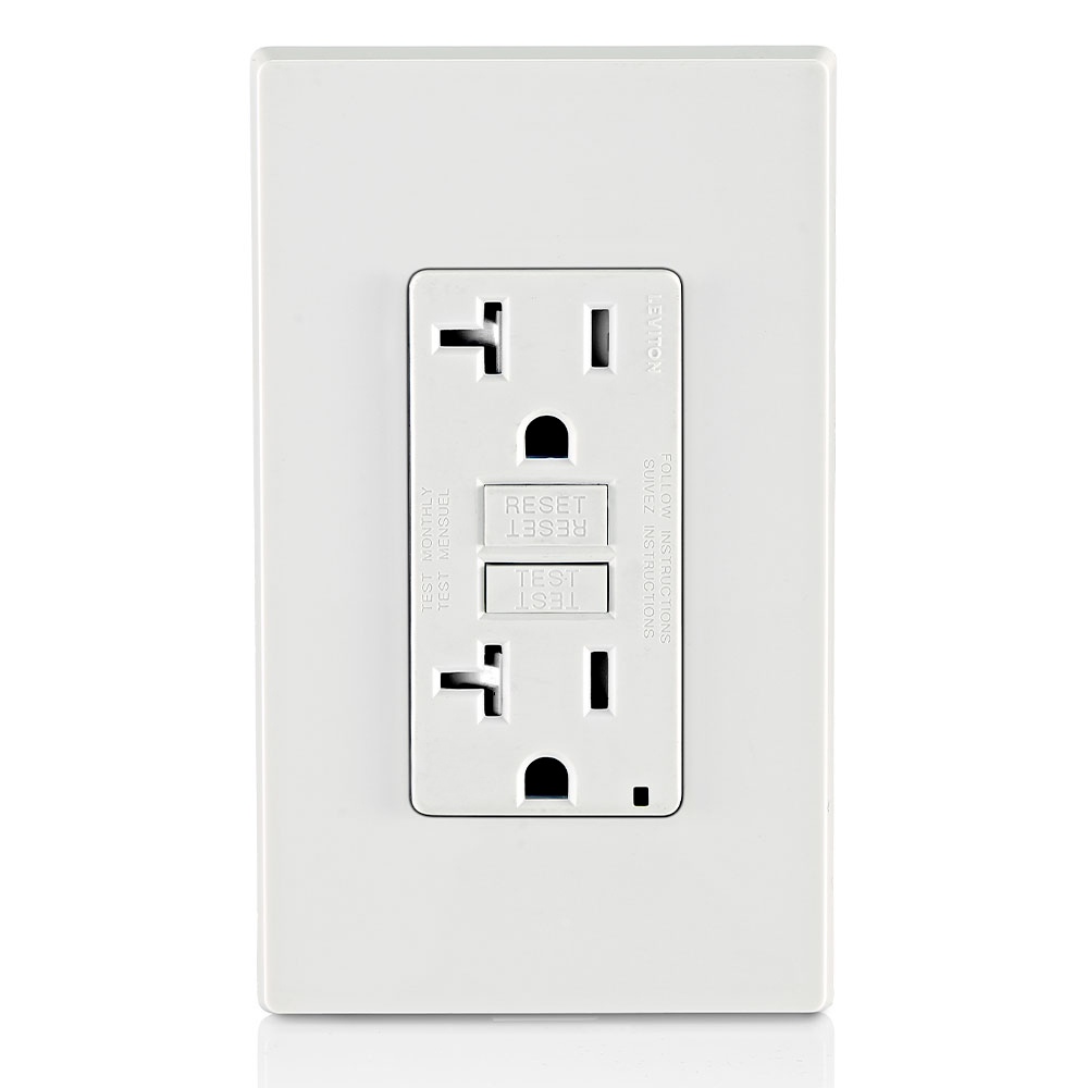 [GFTR2-W] Toma 20A 125V Gfci Doble Tamper Resistant Leviton Decora Blanco Con Tapa