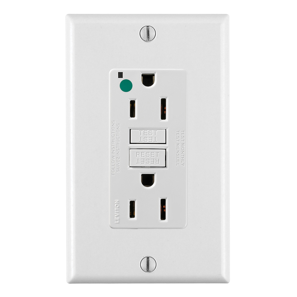 Toma 15A 125V Gfci Doble Blanco Leviton Decora Grado Hospitalario