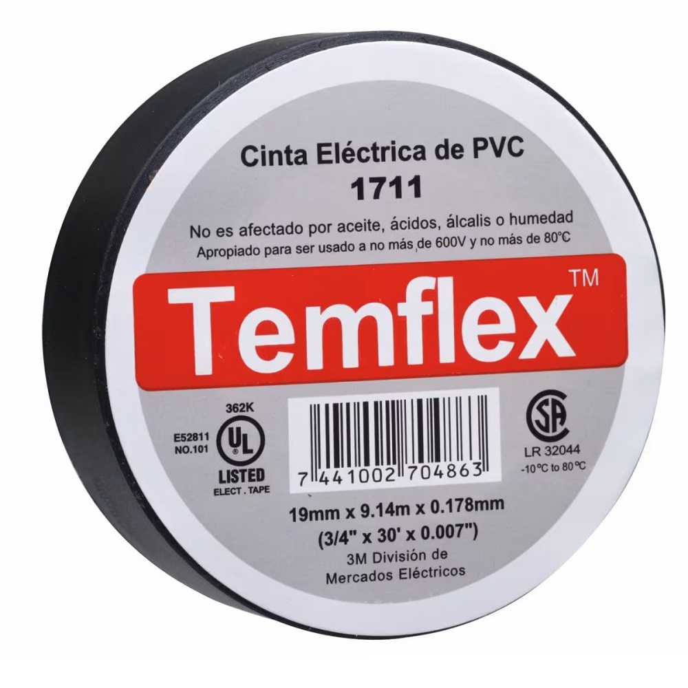 [TEMFLEX-BLA-18] Cinta Aislante 3M Blanca 18Mmx18Mts 165