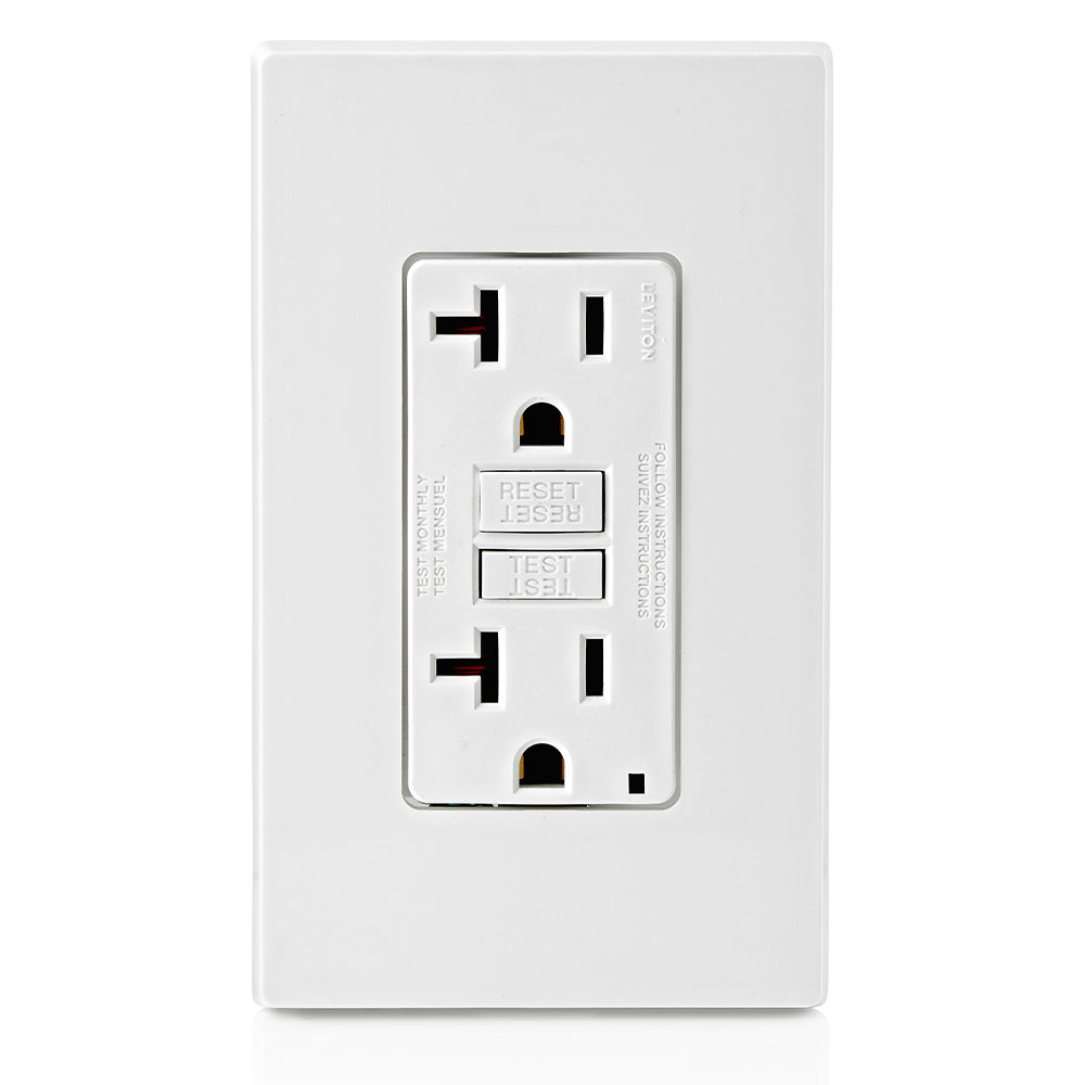 [GFNT2-W] Toma 20A 125V Gfci Doble Blanco Leviton Decora Con Tapa