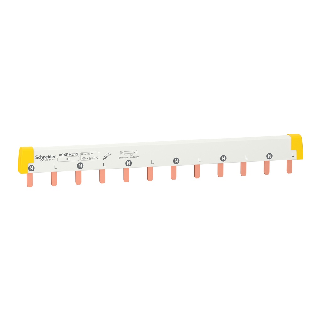 [A9XPH212] Peine Horizontal 2 Polos 12 Puntos 100A Schneider Reemplazo De 14882