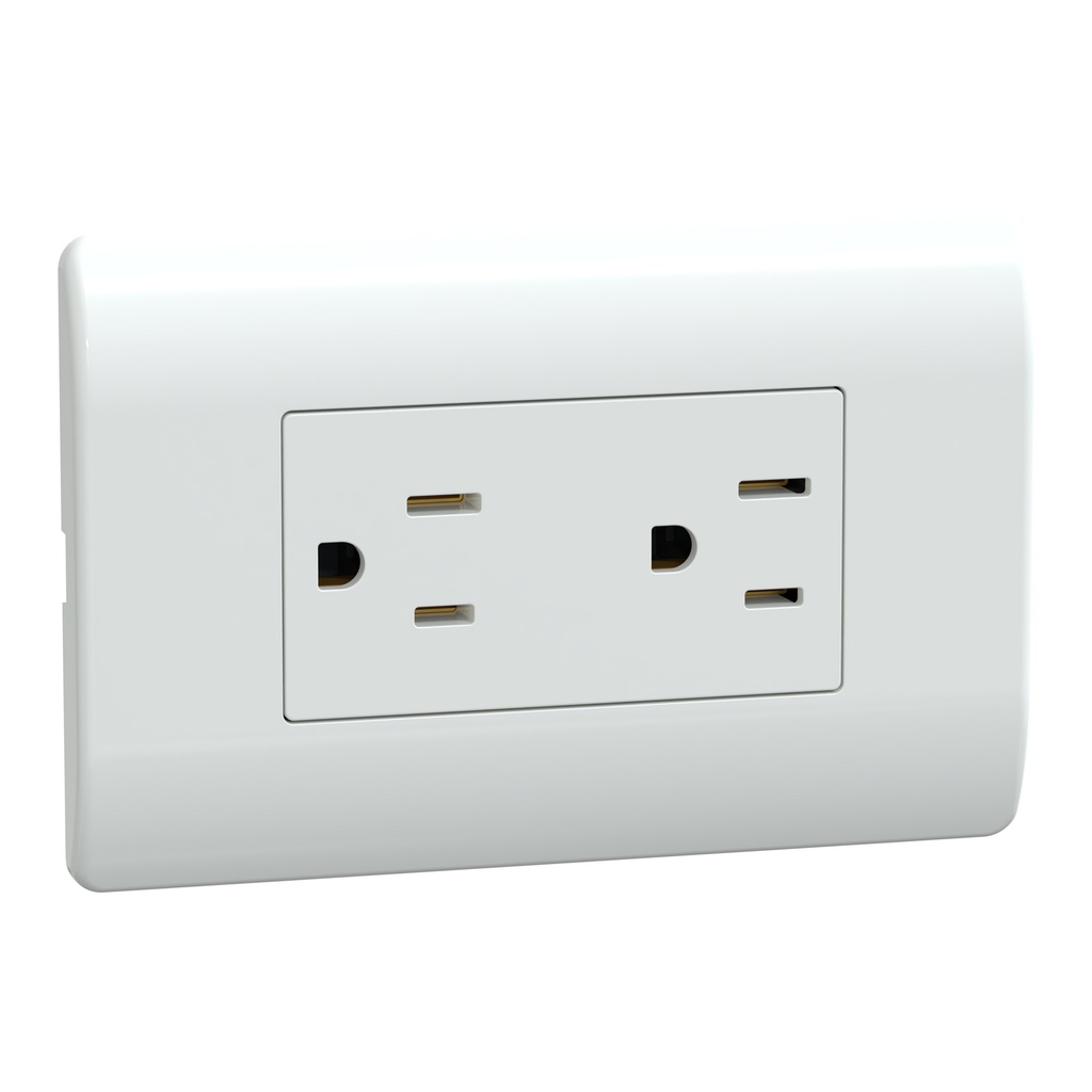 [MWD130317544] Toma 15A 125V 1F+N+T Doble Polo Tierra Blanco Schneider Linea Genesis