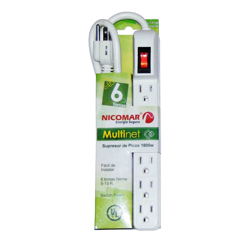 [NMNET-7516] Multitoma Supresor De Picos 6 Salidas 120V/15A Multinet Blanco Powest