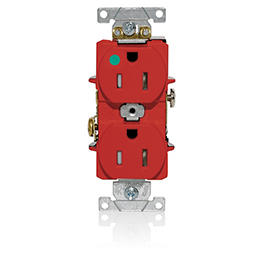 [T8200-R] Toma 15A 125V Tamper Resistant Grado Hospitalario Leviton Roja