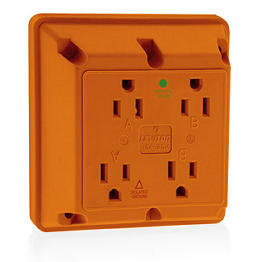 [1254-IG] Toma 15A 125V 1F+N+T Polo Tierra Cuadrup G Hospitalario Empotrar Leviton Naranja