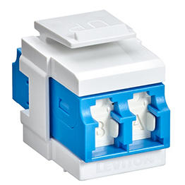 [41086-SLW] Acople Fibra Lc Monomodo Duplex Tapa Guardapolvo Leviton Quikcport Azul/Blanco