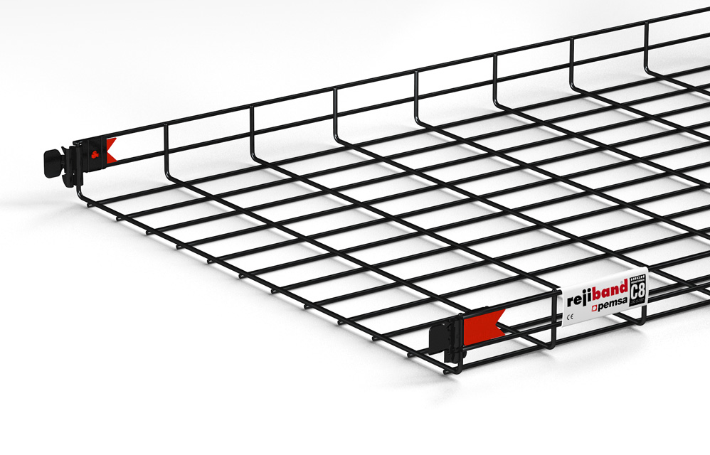Bandeja Malla 60Mm X 600Mm X 3.0Mts Black C8 Negro Rejiband Pemsa