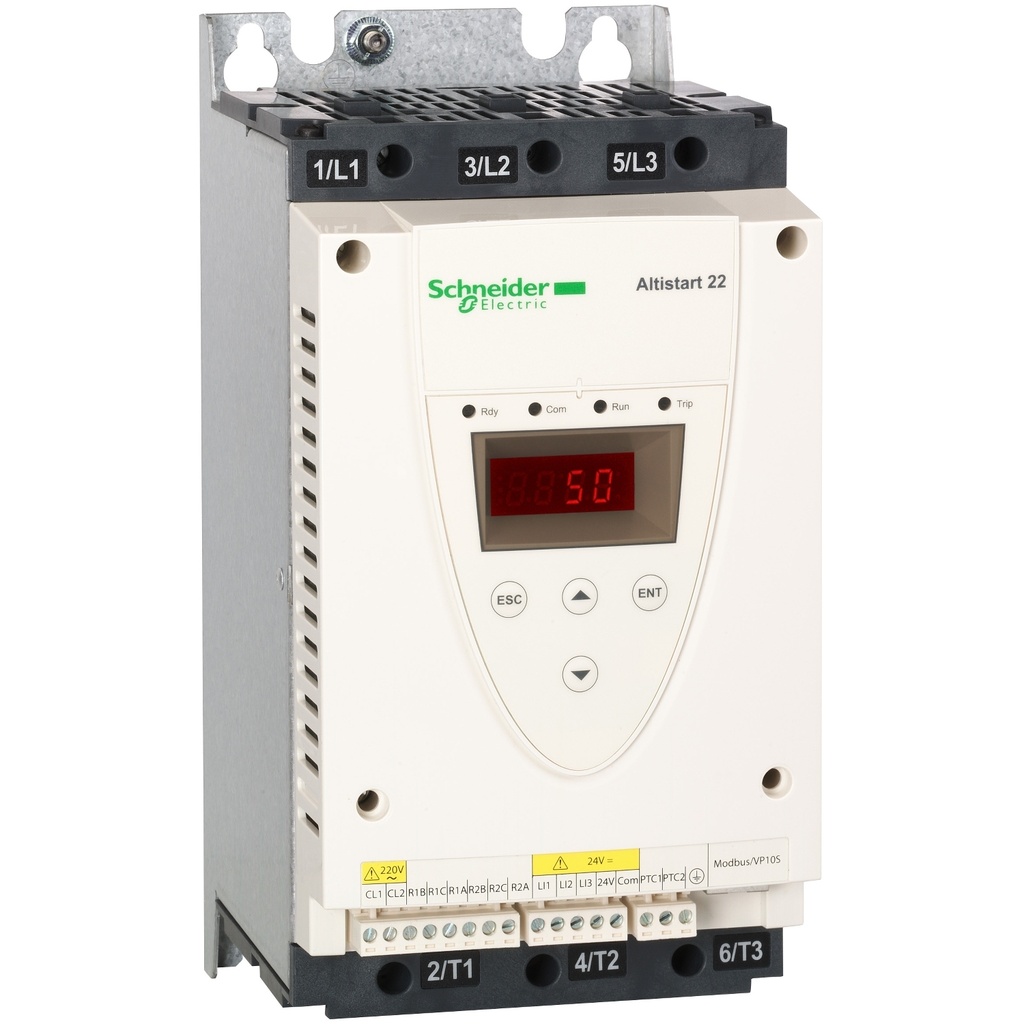[ATS22D32S6] Arrancador Suave Ats22 Estandar 7.5Kw 10Hp 220V 32A / 15Kw 20Hp 440V 32A 200-600Vac Modbus Integrado Pantalla Basica Aplicacion Proposito General Schneider