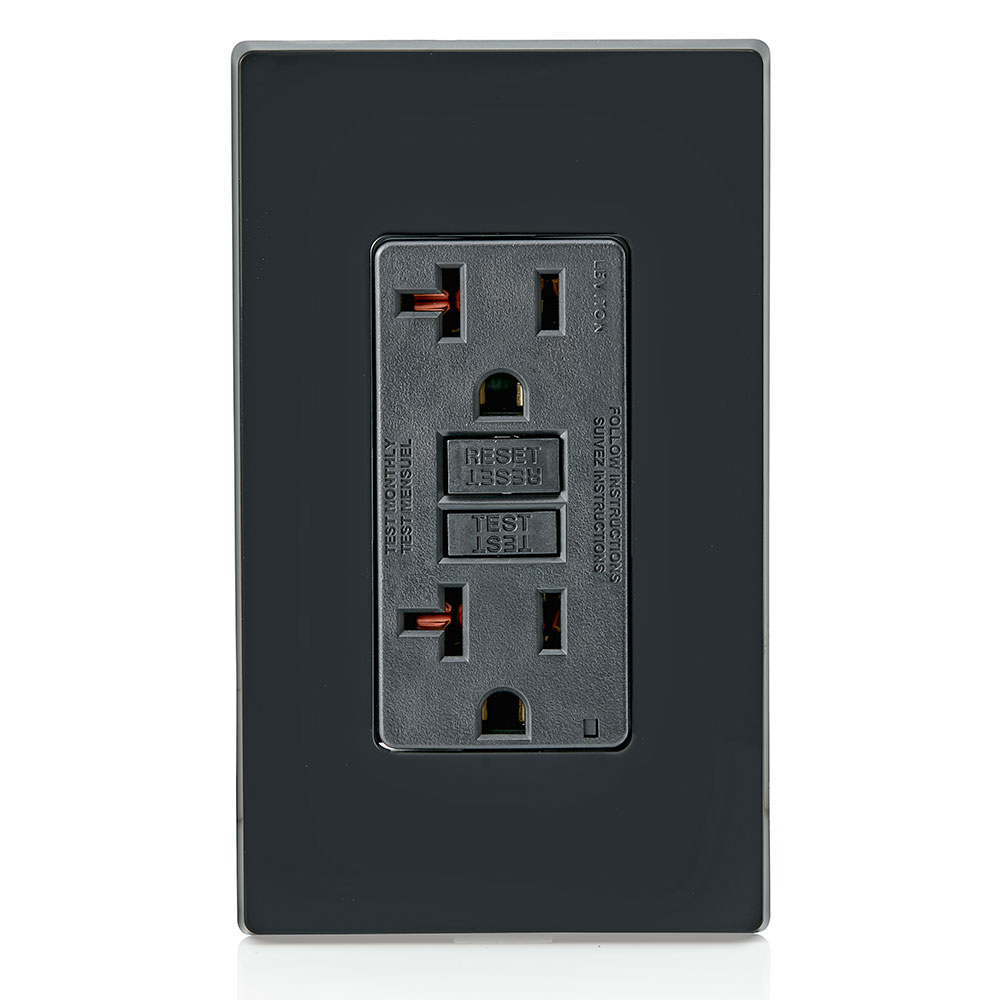 Toma 20A 125V Gfci Doble Negro Leviton Decora Con Tapa Gfnt2-E
