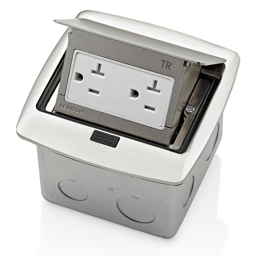 Caja De Piso Pop Up 20A 125V 520R Abatible Leviton Plata