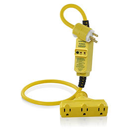 [GSCM1-3TC] Extension Gfci 15A 120V 90Cm Restablecimiento Manual Clavija 515P Salida 3 Receptaculos 515R Amarillo Leviton