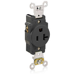 Receptaculo Industrial Cara Lisa  20A 125V Nema5-20R 2 Polos  3 Hilos Negro Leviton