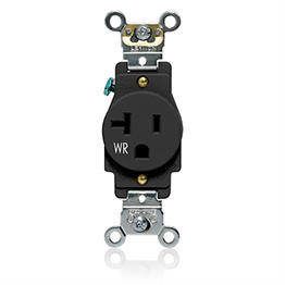 Toma Sencilla Water Resist 20A 125V Grado Industrial 5-20R Negro Leviton