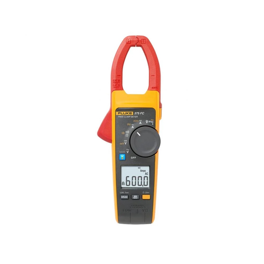 [FLUKE-375 FC] Pinza Amperimetrica De Corriente Inteligente True Rms Hasta 600A Ac/Dc 1000V Ac/Dc Capacitancia Resistencia Frecuencia Compatible Sonda Iflex Opcional Hasta 2500A Ac Fluke Connect Cat Iii 1000 V/Cat Iv 600 V Fluke 5065976